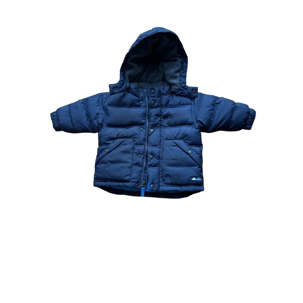 BabyGap Navy Blue Puffer Jacket Fleece Lined Hooded 12-18 Months Kids Coat